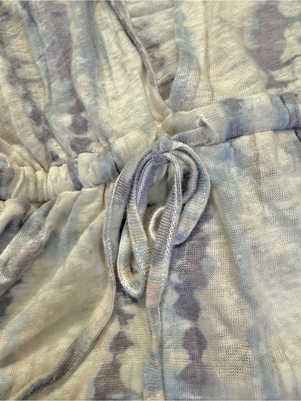 Cynthia Rowley 100% linen Pastel Tie-Dye V-Neck Drawstring Coverup Dress